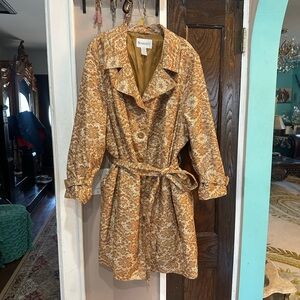 Roaman's Gold and Tan Floral Trench Coat